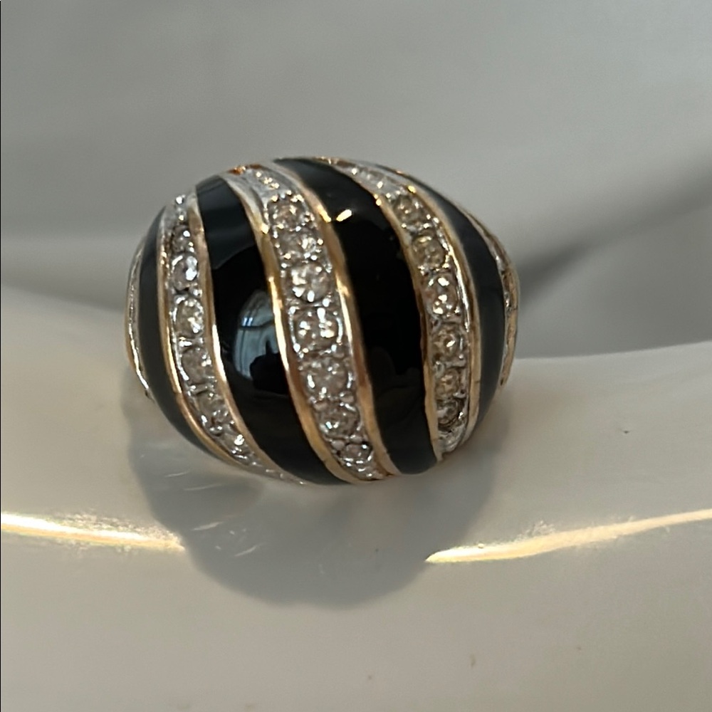 18K HGE Black Enamel Ring